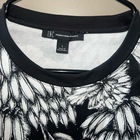 INC black and white shirt large NEW - Picture 3 of 4